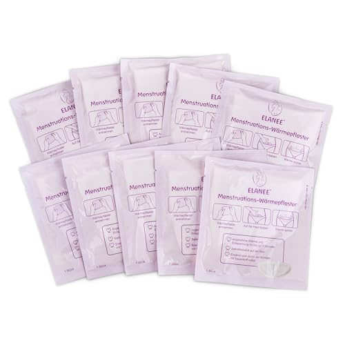 ELANEE Menstruations-Wärmepflaster [10 Stück], 12 Stunden wohltuende Wärme und Entspannung während der Periode, erwärmt sich durch Kontakt mit Sauerstoff, hautfreundlich (734-V1)