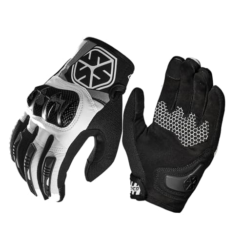 Scoyco Guanti da moto da donna, con dita intere, touch screen, per BMX, MX, ATV, MTB, corsa, mountain bike, ciclismo, fibra di carbonio, rigido, riflessione, colore grigio, XXL)
