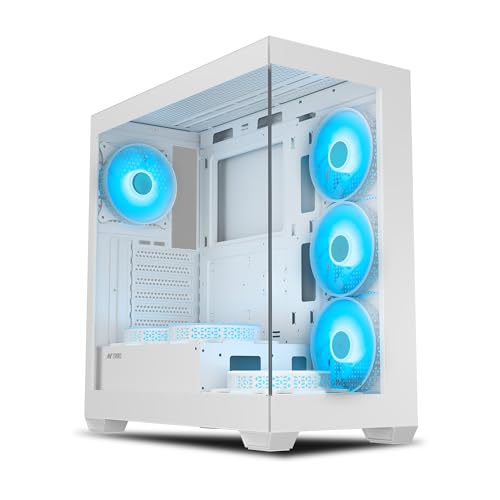 Image of Ant Esports Crystal X7 ATX Computer Case /Gaming Cabinet with Type-C - White | Support ATX, Micro-ATX, Mini-ITX | Pre-Installed 3 M /B Plate Fans, 2 PSU Shroud Fans, 1 Bottom & 1 Rear Fan