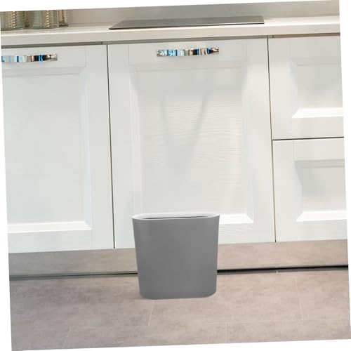 Bote de basura rectangular gris para baño y cocina miniatura 5