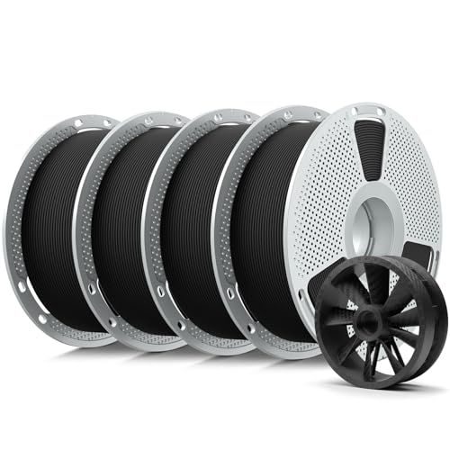 SUNLU 4KG PA12-CF 3D Filament 1.75mm Carbon Fiber Nylon Filament Excellent Wear & Oil Resistance Heat-Resistant Spool Engineering Filament +/-0.03mm 1KG Spool(2.2lbs) 4 Packs Black