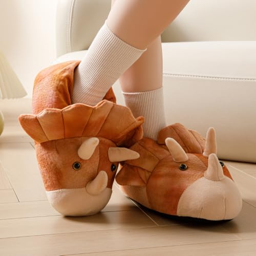 Image of Fluffy Hippo & Elephant Slippers - Oversized Warm House Slippers for Adults | Non-Slip Soft-Sole Indoor Slippers