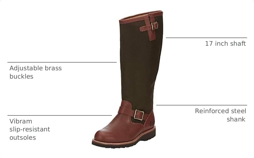 Image of Chippewa Descaro 17-Inch Snake Hunting Boots - Waterproof & Snake-Proof Rubber Hunting Boots for Men - Vibram Slip-Resistant Outsole - Adjustable Brass Buckles & Reinforced Steel Shank
