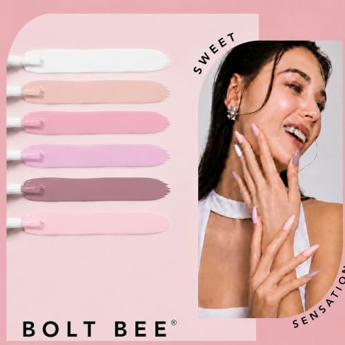 Image of Bolt Bee Gel Polish Kit Gel Polish Set,6 Colors Light Soft Sakura White Nude Spring Soak Off Nail Art Design Manicure Kit at Home (17)