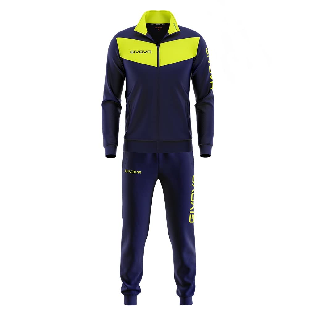 Givova Visa Tracksuit, Man, Multicolor (Dark Blue/Yellow), 2XS