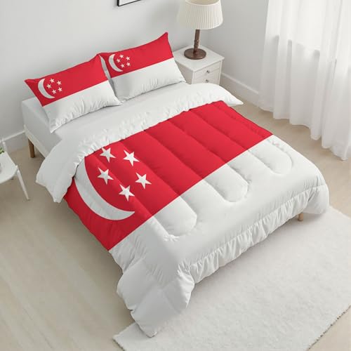 Couette 4 saisons rouge et blanc pour lit double chaleureux - 4