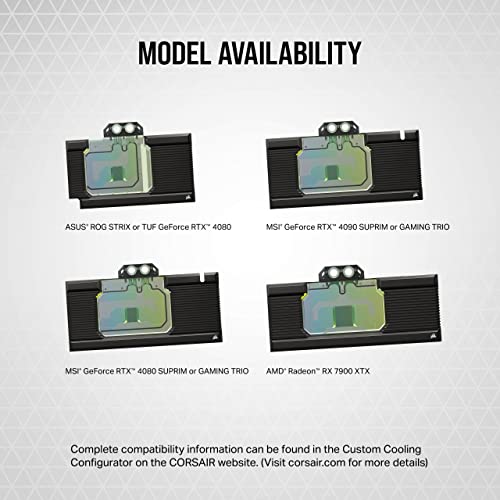 Image of Corsair Hydro X Series XG7 RGB 4080 Strix /TUF GPU Water Block - for ASUS ROG Strix and TUF Gaming GeForce RTX 4080 - Nickel-Plated Copper - Included Backplate & 5V ARGB Adapter Cable - Black