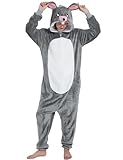 ABENCA Mouse Onesie Adult Animal Costume Women Pajamas One Piece Sleepwear Cospaly Halloween Christmas.Grey.M