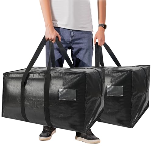 Heavy Duty Extra Large Moving Bags,58 Gallon Jumbo Packing Bags,Huge Moving Storage Bags with Strong Zippers & Carrying Handles,Reusable Big Moving Storage Bags for College Dorm Travel 2Pack2
