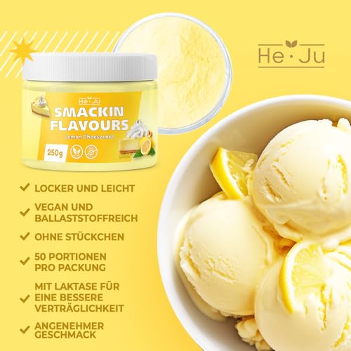 He-Ju Flavour Pulver Lemon Cheesecake 250g, vegan, Lemon Cheesecake Geschmackspulver zum Süßen fast ohne Kalorien