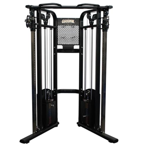 Gronk Fitness Functional Trainer with Dual 200lbs Weight Stacks for Cable Workout | Cable Crossover Machine | Multifunctional Cable Machine for Home & Commercial Gym w/ LAT Pulldown Seat