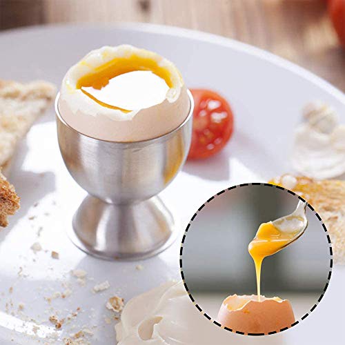 YANJINGHE 4 Stück Eierhalter Set, Eierhalter Geschirr, Eierbecher Aus Edelstahl, Eierbecher Halter, Eierbecher Eierhalter Edelstahl Soft Boiled Egg Cup Geschirr für Restaurant, Haus, Küche (Silber) – Bild 8