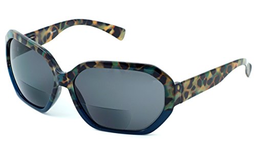 Calabria 644SB Women’s Oversized Hexagonal BiFocal Reading Sunglasses Bi-Focal Sunglass Readers UV Protection w/Hard Case