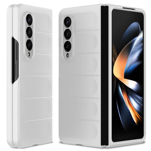 BonYonka Hülle Kompatibel mit Samsung Galaxy Z Fold 4 Hard PC Stoßfest Schutzhülle Kratzfest Rugged Cover Rundumschutz Schutzhülle mit Kameraschutz Weiß