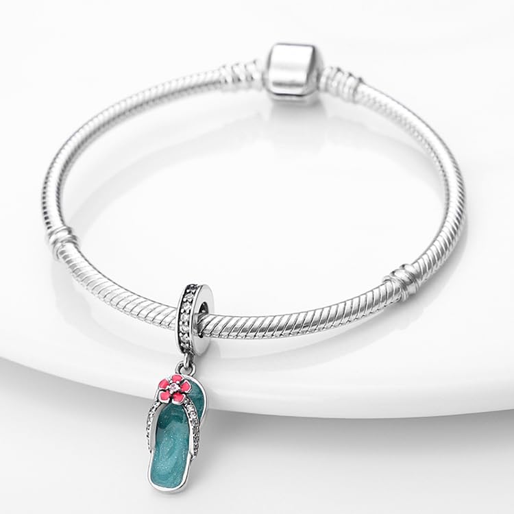 Travel Holiday 925 Sterling Silver Charms for Bracelets and Necklace Dangle Pendants Airplane Passport Globe Slippers Bead Jewelry Present for Women Family Friends2