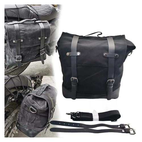 Sacoche moto vintage hommes pour selle arrière sac bandoulière toile noir B