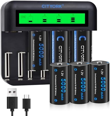 CITYORK USB-C Baby C oplaadbare batterijen, 4 stuks, 1,5 V, 5500