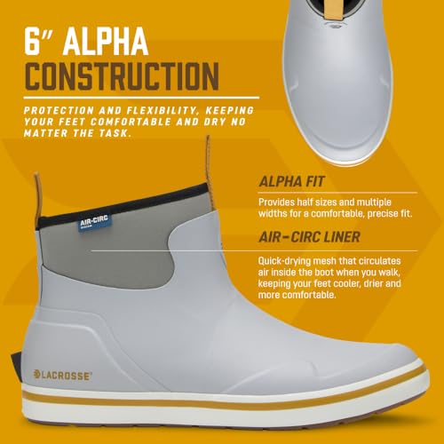 Image of LaCrosse Alpha Deck Boot 6-Inch - Waterproof Shoes for Men - Slip-Resistant Outsole & Deck Boots for Men - Quick-Dry Air-Circ Lining & Fishing Shoes
