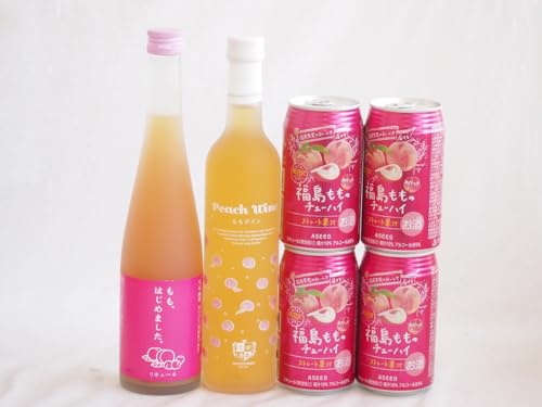 桃の果実感6本セット(高畠ももワイン7度(山形県) ももはじめました もも梅酒8度(福岡県) アシードブリュー 福島もものチューハイ缶5度(栃木県)) 500ml×2本 350ml×4本