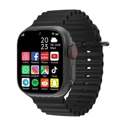 Image of SE HUB Advanced Smart Watch with SIM Support | AMOLED Screen Bluetooth Calling Health Tracking SpO2 Heart Rate Video Call Large Storage Long Battery Backup 49 mm Smartwatch for Men Women Black