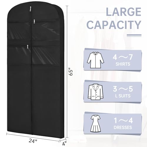 65" Garment Bag for Travel for Hanging Clothes Storage Hanging Suit Cover with Zipper and Accessory Storage for Coats, Dresses, Suits2