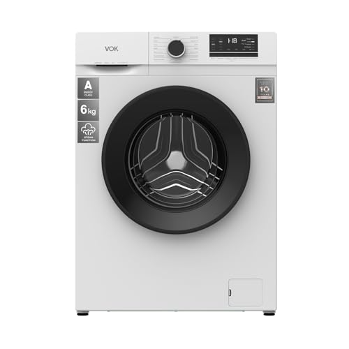 VOK Lavadora 6kg Carga Frontal Blanco EVW-6BAWL21-1200 RPM - Motor Inverter - Clase A - Función Vapor - 15 Programas - Agregado Prendas - Inicio Diferido