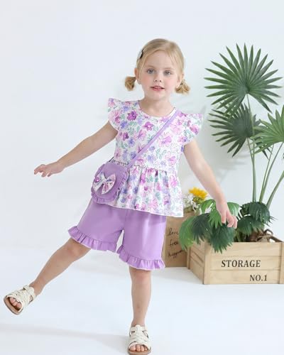 Image of Weebaby Toddler Girl Clothes Baby Summer Outfits Sleeveless Halter Top Ruffle Short Set Cute Kids Clothes Girls