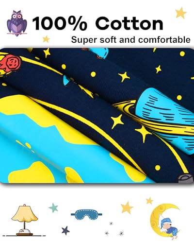 Image of DAUGHTER QUEEN Boys Pajamas 4 Pieces Long Set 100% Cotton Sleepwear Size 18 Months-12 Years
