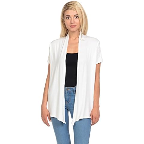 Pastel by Vivienne Women's Short Sleeve Open Front Vest (10+ Colors / S-3XL) - Ivory Cover