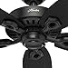 Hunter 52 inch Outdoor or Indoor Ceiling Fan No Light with Pull Chain - Black Ceiling Fan without Light, Standard Mount, 5 Blades, For Patio, Porch, Living Room - Builder Elite 53294, Matte Black