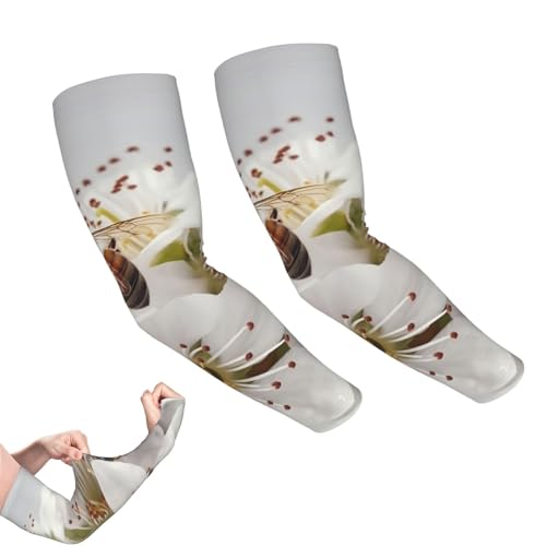 VTCTOASY Arm Sleeves for Men Women UV Sun Protection Sleeves Bees Around Flowers Arm Sleeve Cooling Tattoo Cover