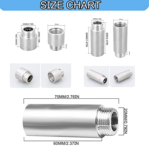 Jctinutl 2 Pcs Shower Head Extension Arm Stainless Steel Shower Head Extender Shower Pipe Extension 1/2Pt Male To 1/2Pt Female Thread Cast Pipe Fitting Coupler Shower Head Adapter (1.2 Inch) #TOP6