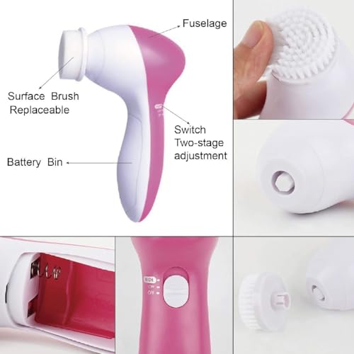 Escova de limpeza facial 5 em 1 escova facial elétrica multifuncional à prova d'água escova rotativ