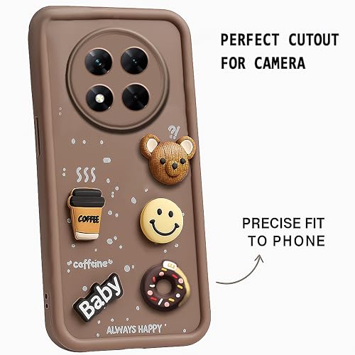 Image of COLORflow Back Cover Compatible with Redmi Note 14 Pro 5G / Poco X7 5G | Cute Fun Cartoon 3D Ball Coffee Silicone Case (Brown) | Designer Camera and Body Protected Back Cover