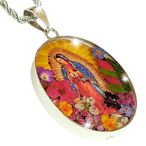 Virgin of Guadalupe pendant on model