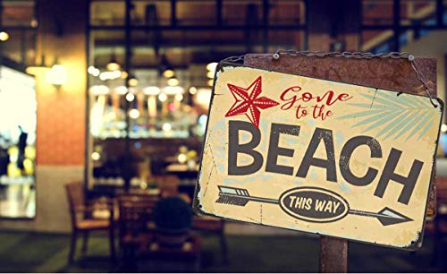 Aoyego Beach Tin Sign,Star Arrow Tree Leaf Plant Nature Ocean Palm Tropical Sand Relax Surf Vintage Metal Tin Signs For Cafes Bars Pubs Shop Wall Decorative Funny Retro Signs For Men Women 8X12 Inch #TOP2