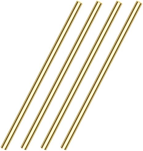 4 Pieces 12 inches 1/4 inch Brass Rods, Brass Solid Round Rod Lathe Bar Stock, 1/4 inch in Diameter, 12 inches in Length