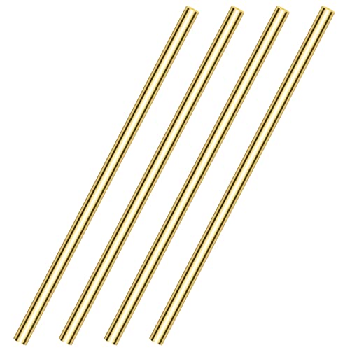 4 Pieces 12 inches 1/4 inch Brass Rods, Sutemribor Brass Solid Round Rod Lathe Bar Stock, 1/4 inch in Diameter, 12 inches in Length