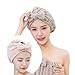 Produktbild EWQG-Pfanne Dreieck Haar-Handtuch, Bow Haar-Handtuch Turban, Haar Trocknendes Tuch, Haarhandtuch for alle Haartypen, schnell Magic Trockner (2 Packung) A-Turban Handtuch (Farbe : Brown and Pink)