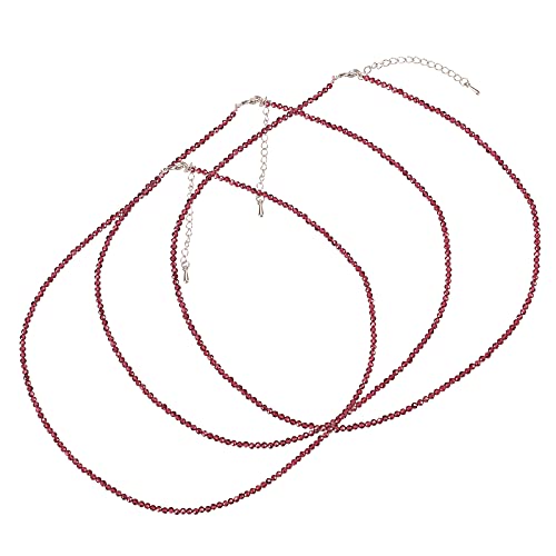 Liqunsweet 3 Strands Natural Garnet Semi-Precious Gems Stone 2Mm Tiny Beaded Crystal Necklaces Choker thumb #1