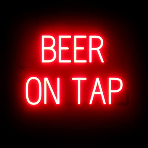 Image of SpellBrite LED Neon BEER ON TAP Sign for Business - Red, 23 inch x 15 inch | Ultra-Bright Click-Together Signage for Bars & Restaurants, with Visibility from 500 ft - 8 Animations, 6 Brightness Levels