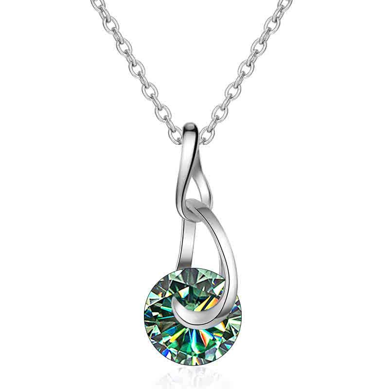 Pendentif moissanite en goutte d'eau rose jaune bleu pour femme
