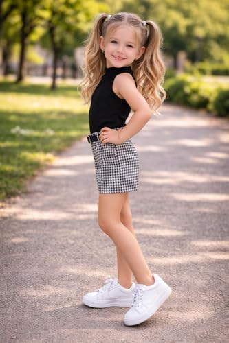 Image of Girl's Solid Cotton Blend Style Top and Shorts Set