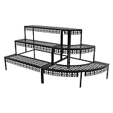 Seoqudcty 3-Tier Plant Stand,Garden Display Shelf Flower Pot Holder Storage Organizer Rack with 33lbs Capacity per Shelf,51' Multi-Level Display for Indoor/Outdoor,Black Retro Design & Non-Slip Base