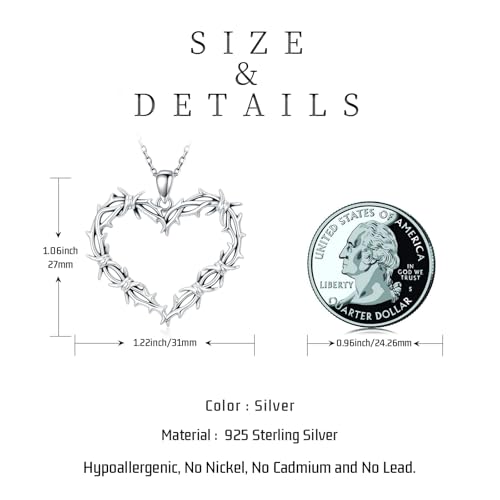 Gothic Thorns Necklace 925 Sterling Silver Thorns Crown of Thorns Pendant Necklace Gothic Jewelry Birthday Gifts for Men Women4