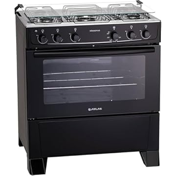 Fogão 5 bocas Mônaco Plus Preto com Acendimento Automático e Mesa Inox