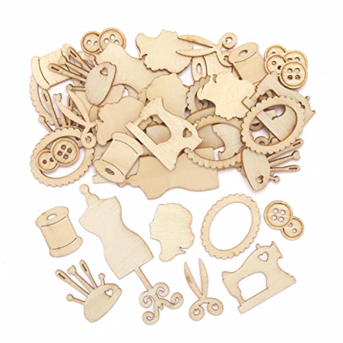 Baker Ross AX893 Mini Formas de Modista   Paquete de 64, artesanía de madera para niños para decorar y luego usar para adornos y manualidades de papel