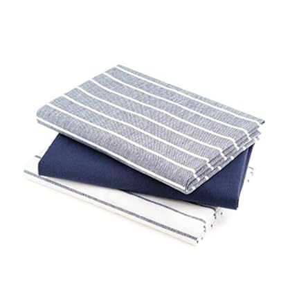 DaWo 3er-Set Geschirrtücher/Küchentücher aus 100% Baumwolle in Marineblau mit Aufhänger | Öko-Tex Standard | weitere Farben erhältlich | 50x70 cm | stark mit 200g/m2 (Marineblau) – Bild 4