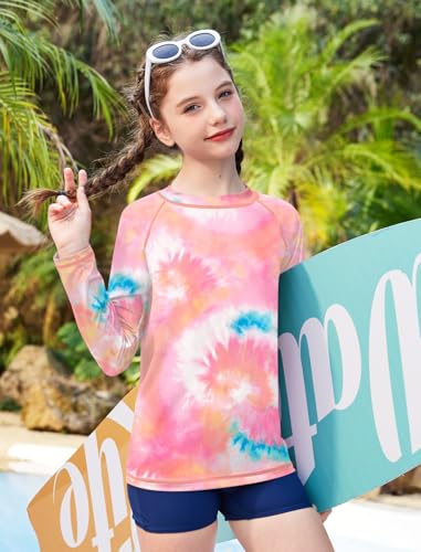 Image of BesserBay Girls Rash Guard UPF 50+ Raglan Sleeve Quick Dry Swim Shirt 4-12 Years