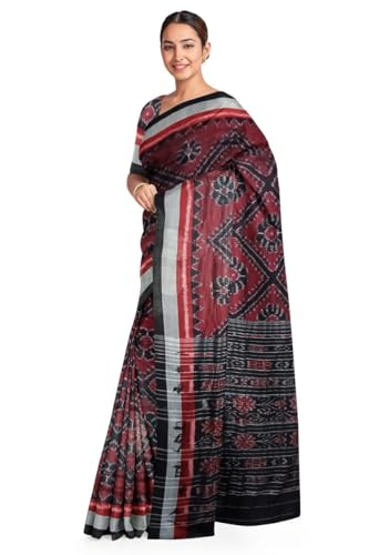 Image of Ikat Women Cotton Saree, Handmade Pure Cotton Khandua Saree, Ikkat Orissa Traditional Handloom Saree Without Blouse 45